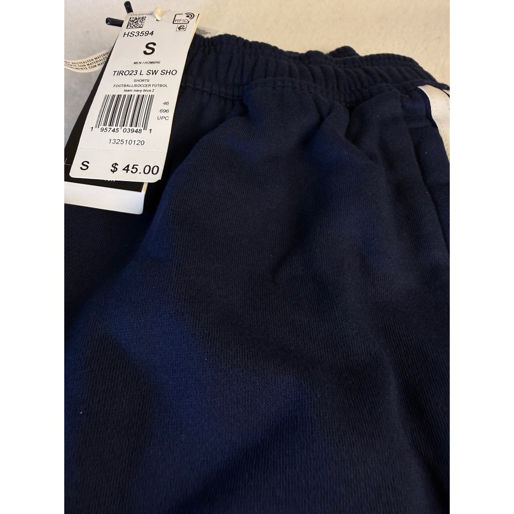 adidas Tiro 23 Shorts Mens Small Navy Blue 3 Stripe Soccer Athletic NWT - Picture 3 of 7